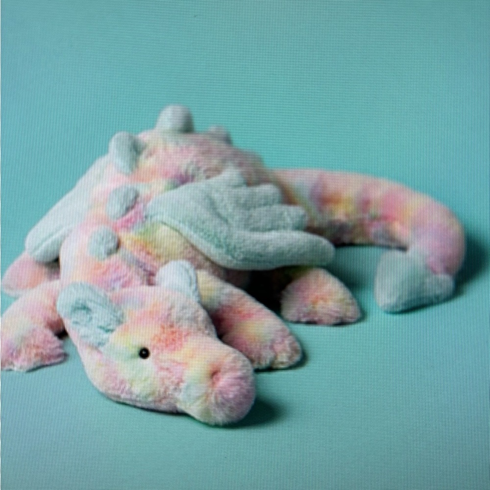 Jellycat LAZULIA DRAGON Large pastel tiedye Authentic in-hand NWT sold out magic